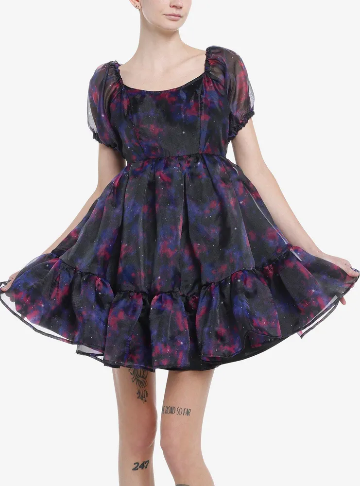 Cosmic Aura Galaxy Tiered Organza Dress