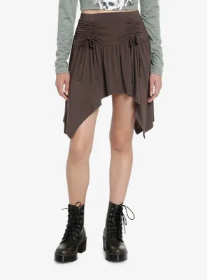 Thorn & Fable Grey Ruched Front Mini Skirt