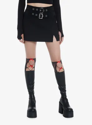 Black Double Grommet Belt Skirt
