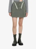 Army Green Hardware Strap Utility Skirt