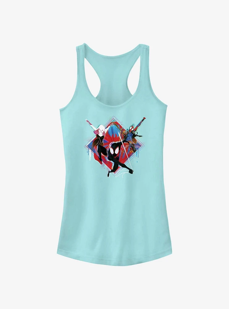 Marvel Spider-Man: Across The Spiderverse Trio Spider-Gwen Miles Morales and Spider-Punk Girls Tank