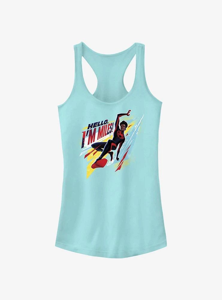 Marvel Spider-Man: Across The Spiderverse Hello I'm Miles Girls Tank