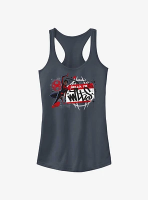Marvel Spider-Man: Across The Spiderverse Miles Name Tag Girls Tank