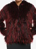 Social Collision Red & Black Faux Fur Girls Hoodie