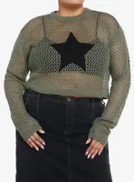 Social Collision Star Knit Girls Crop Sweater Plus