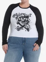 Strange Skull Girls Crop Raglan Long-Sleeve T-Shirt Plus