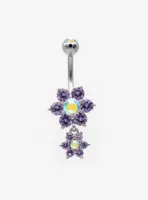 14G Steel Purple Dainty Flower Navel Barbell