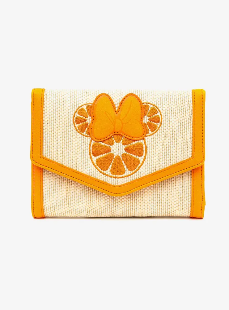 Disney Minnie Mouse Embroidered Citrus Ears with Bow Straw Crossbody Bag