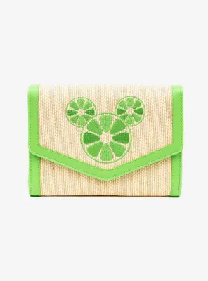 Disney Mickey Mouse Embroidered Citrus Ears Straw Crossbody Bag