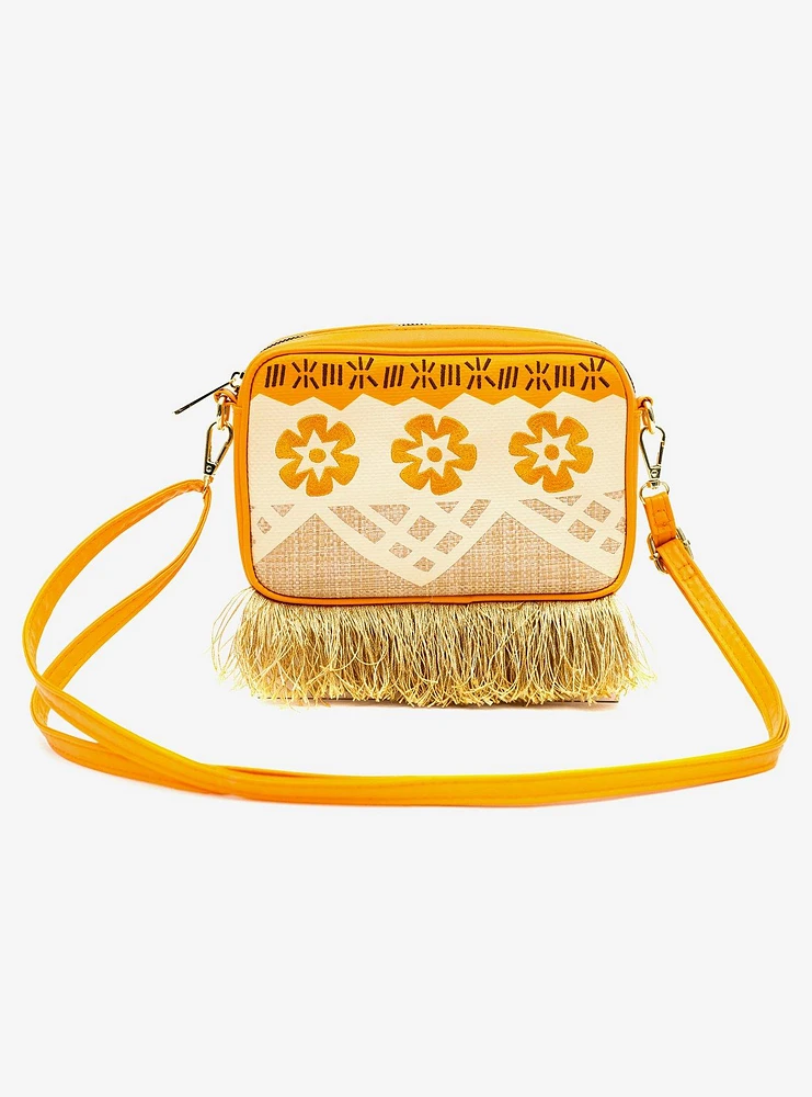 Disney Moana Embroidered Skirt Pattern Straw Crossbody Bag