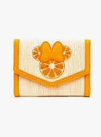 Disney Minnie Mouse Embroidered Citrus Ears with Bow Straw Crossbody Bag