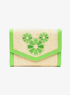 Disney Mickey Mouse Embroidered Citrus Ears Straw Crossbody Bag