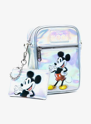 Disney100 Mickey Mouse Pose Iridescent Holographic Crossbody Bag and Wallet