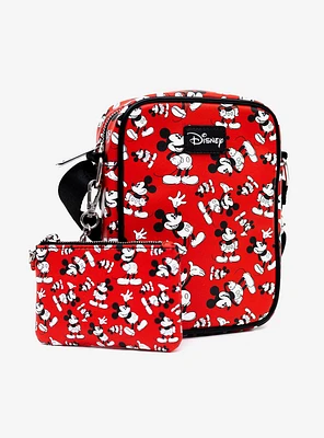 Disney Mickey Mouse Toss Print Red Crossbody Bag and Wallet