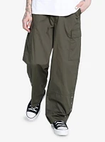 Olive Snap-Button Cargo Pants