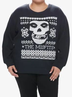 Misfits Fair Isle Fiend Skull Girls Sweatshirt Plus