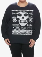 Misfits Fair Isle Fiend Skull Girls Sweatshirt Plus