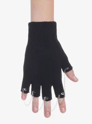 Stud Chain Fingerless Gloves