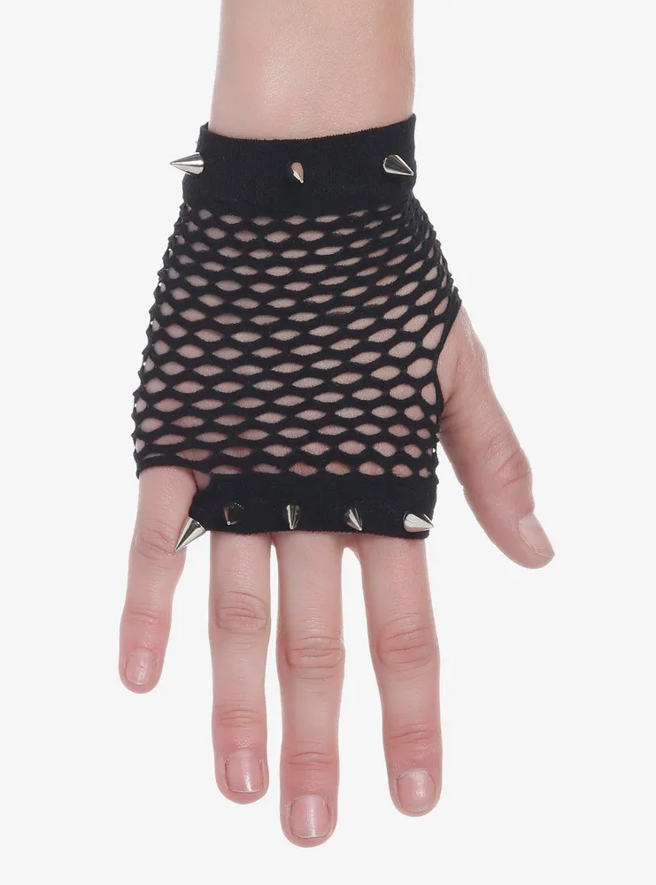 Hot Topic Studded Fishnet Fingerless Gloves