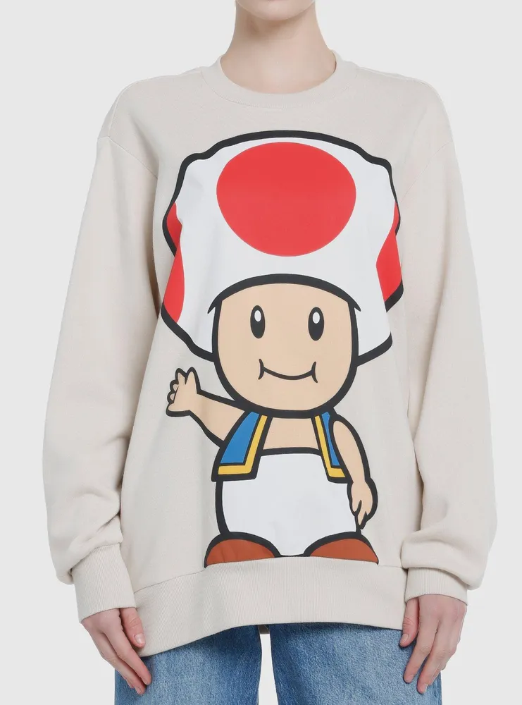 Hot Topic Super Mario Bros. Toad Jumbo Graphic Girls Sweatshirt