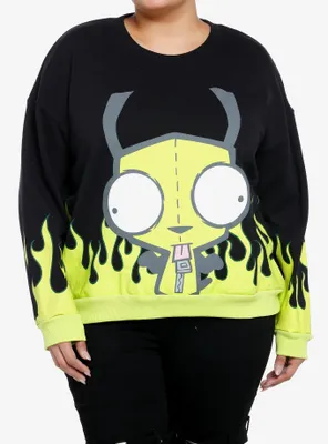 Invader Zim GIR Green Flame Girls Sweatshirt Plus