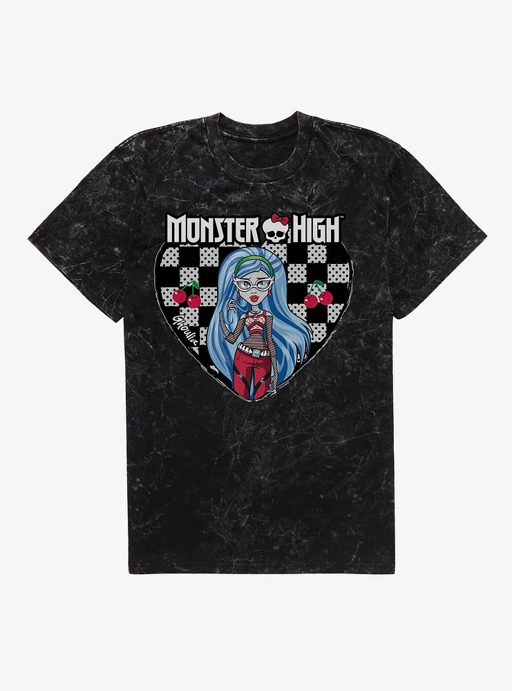 Monster High Ghoulia Yelps Checkerboard Heart Mineral Wash T-Shirt