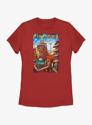 Disney Pixar Elemental Firetown Element City Poster Womens T-Shirt