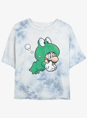 Nintendo Mario Frog Tie-Dye Girls Crop T-Shirt