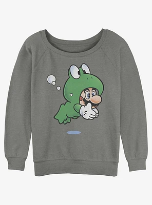 Nintendo Mario Frog Girls Slouchy Sweatshirt