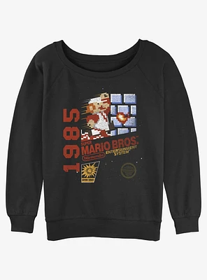 Nintendo Mario 1985 Vintage Bros Girls Slouchy Sweatshirt