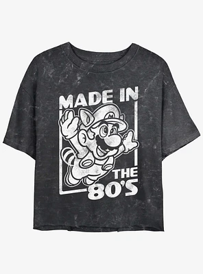 Nintendo Mario Made The 80's Mineral Wash Girls Crop T-Shirt