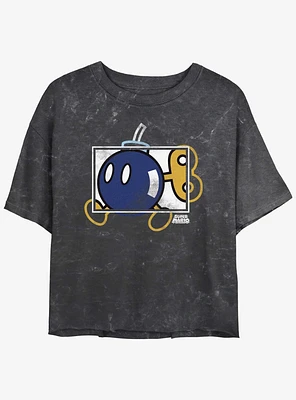 Nintendo Mario Bob-omb Box Mineral Wash Girls Crop T-Shirt