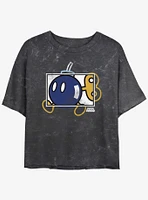 Nintendo Mario Bob-omb Box Mineral Wash Girls Crop T-Shirt