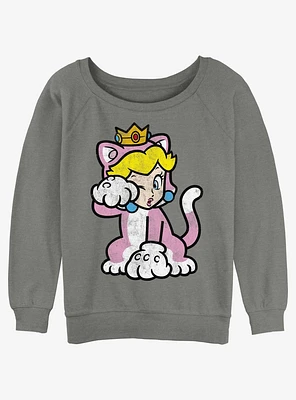 Nintendo Mario Cat Peach Girls Slouchy Sweatshirt