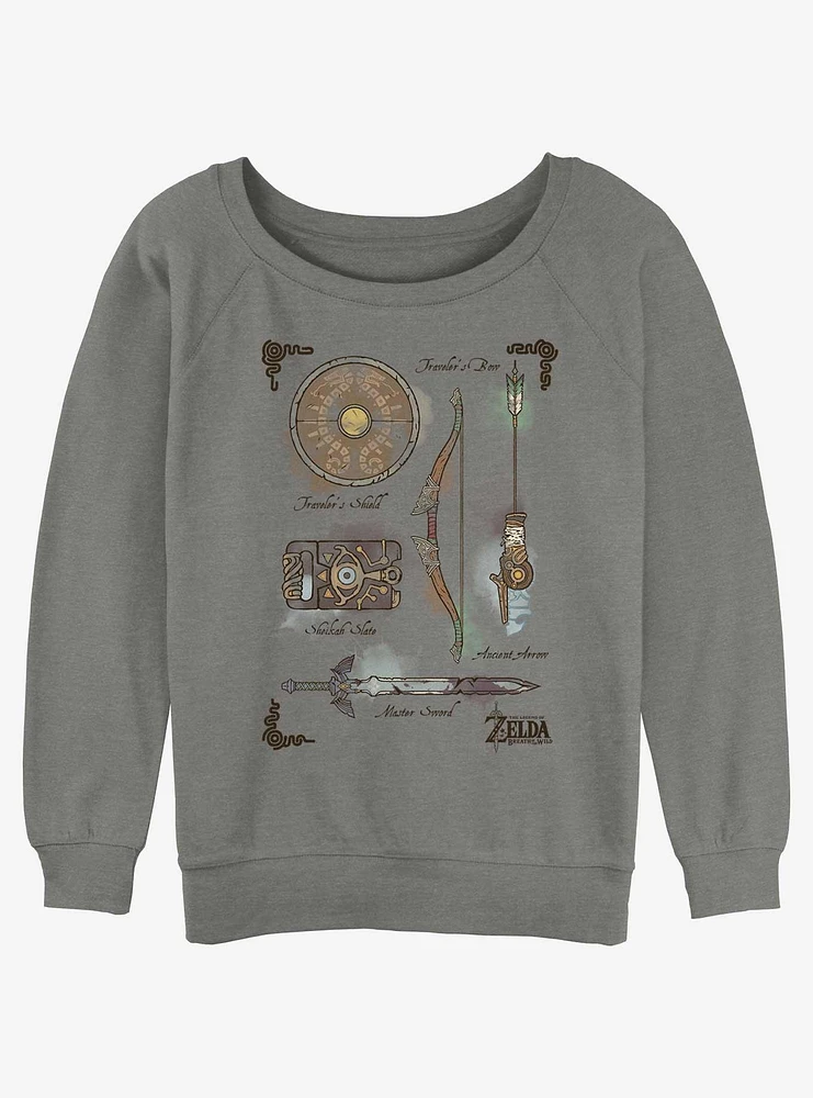 The Legend of Zelda Inventory Girls Slouchy Sweatshirt
