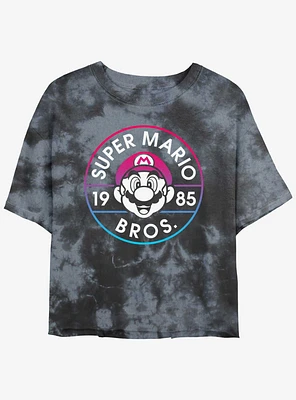 Nintendo Mario Flashback Tie-Dye Girls Crop T-Shirt