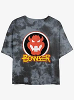 Nintendo Mario Bowser Badge Tie-Dye Girls Crop T-Shirt