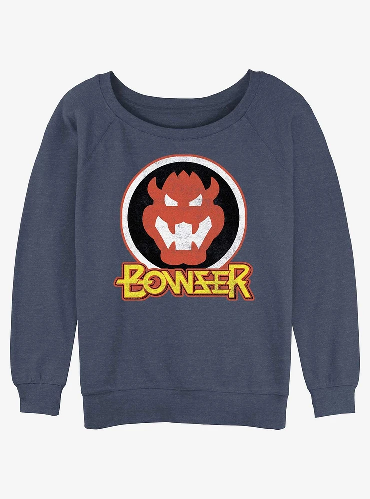 Nintendo Mario Bowser Badge Girls Slouchy Sweatshirt