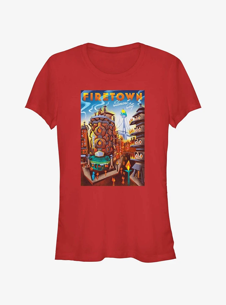 Disney Pixar Elemental Firetown Element City Poster Girls T-Shirt