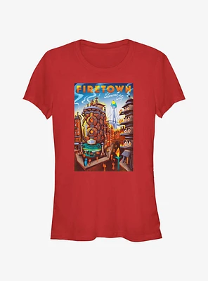 Disney Pixar Elemental Firetown Element City Poster Girls T-Shirt