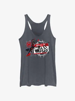 Marvel Spider-Man: Across The Spiderverse Miles Name Tag Womens Tank Top