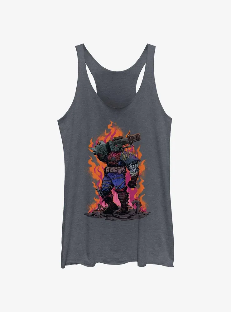 Marvel Spider-Man: Across The Spiderverse Cyborg Rising Flames Womens Tank Top