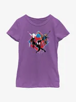 Marvel Spider-Man: Across The Spiderverse Trio Spider-Gwen Miles Morales and Spider-Punk Youth Girls T-Shirt