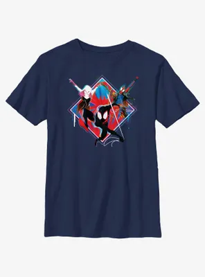 Marvel Spider-Man: Across The Spiderverse Trio Spider-Gwen Miles Morales and Spider-Punk Youth T-Shirt