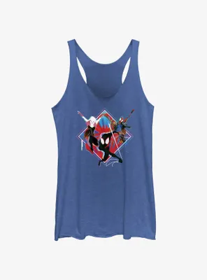 Marvel Spider-Man: Across The Spiderverse Trio Spider-Gwen Miles Morales and Spider-Punk Womens Tank Top
