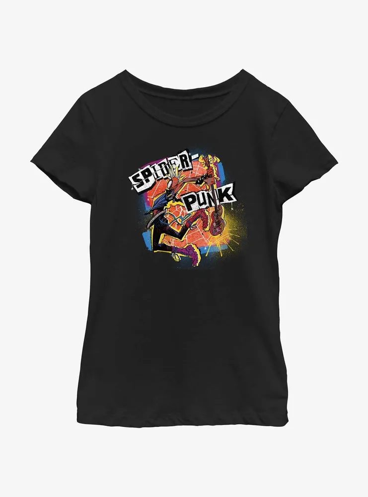 Marvel Spider-Man: Across The Spiderverse Rock On Spider-Punk Youth Girls T-Shirt