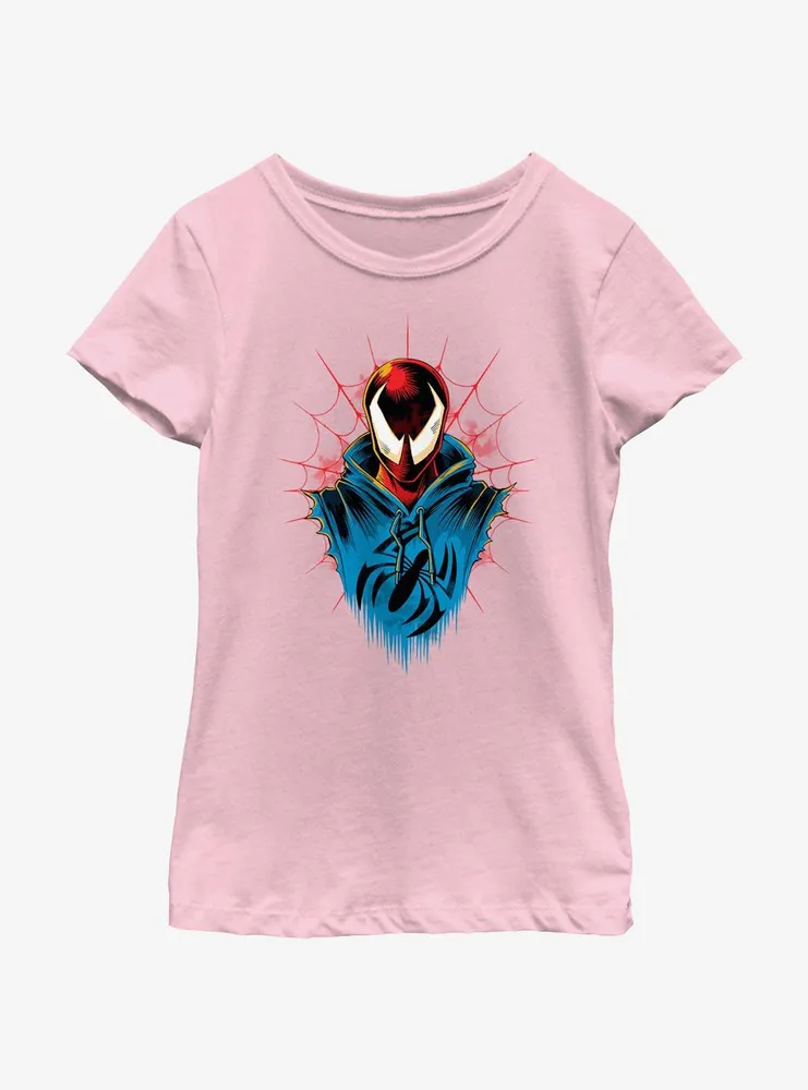 Marvel Spider-Man: Across The Spiderverse Scarlet Spider Head Youth Girls T-Shirt