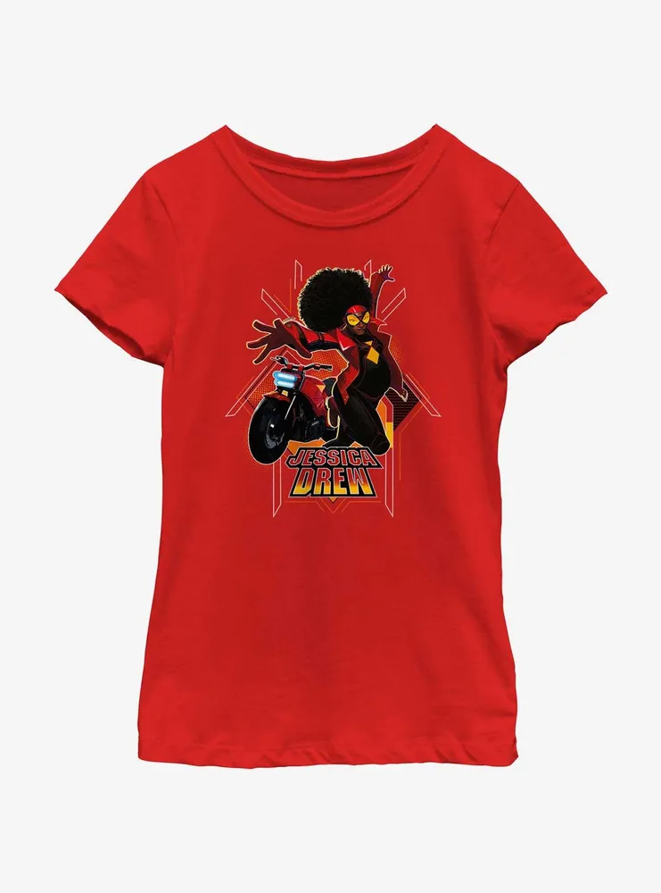 Marvel Spider-Man: Across The Spiderverse Jessica Drew Poster Youth Girls T-Shirt