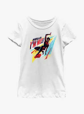 Marvel Spider-Man: Across The Spiderverse Hello I'm Miles Youth Girls T-Shirt