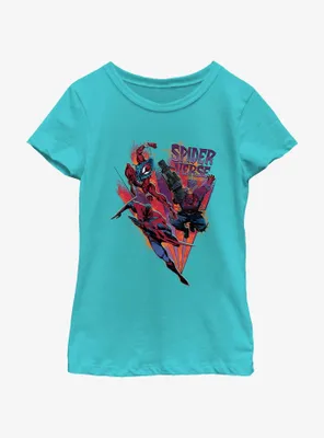 Marvel Spider-Man: Across The Spiderverse Trio Badge Youth Girls T-Shirt